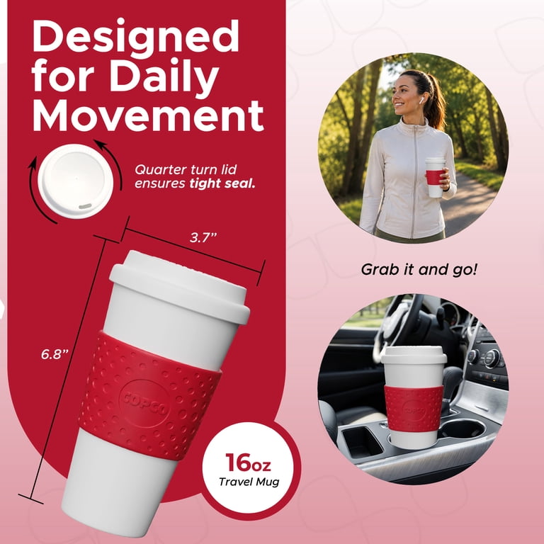 コップ Copco Insulated Travel Mug, 16oz Double Wall To-Go Coffee Cup with