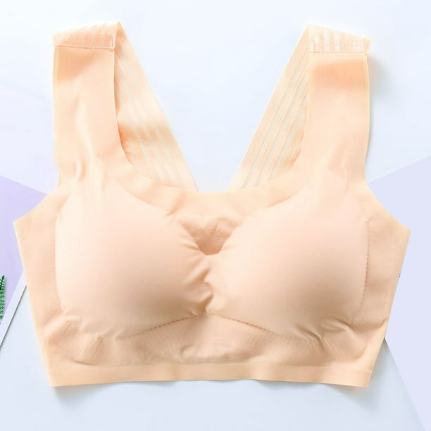 nsendm Female Underwear Adult Training Bra for Women Women Ultra Thin Ice  Silk Bra Comfortable Plus Size Seamless Wireless Sports Womens Push  up(Beige, XXXXXL) 