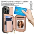 thumbnail image 5 of Dteck Crossbody Wallet Case for iPhone 14 Pro Max, Zipper Wallet Card Case, RFID Blocking with Adjustable Shoulder Strap,Women Leather Phone Cover, Pink, 5 of 8