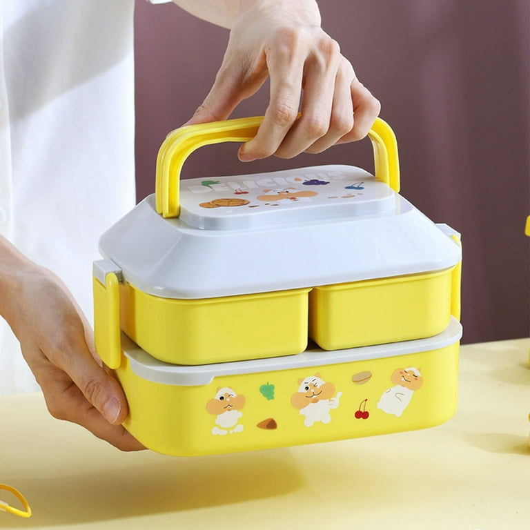 Portable Lunch Box Compartment Bento Organizer with Handle and Buckles