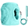 thumbnail image 2 of KBOOK Small Dog Harness and Leash Set Soft Furry Pet Harness Adjustable for Puppy Cat Outdoor Walking Travel (Mint Green, XS), 2 of 7