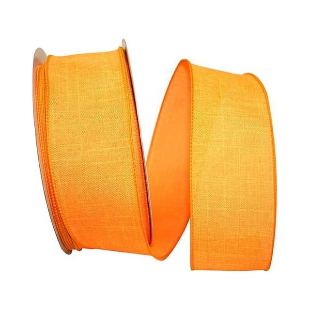 Reliant Ribbon 92573W-058-40K Everyday Linen Value Wired Edge Ribbon - Orange - 2.5 in. x 50 yards