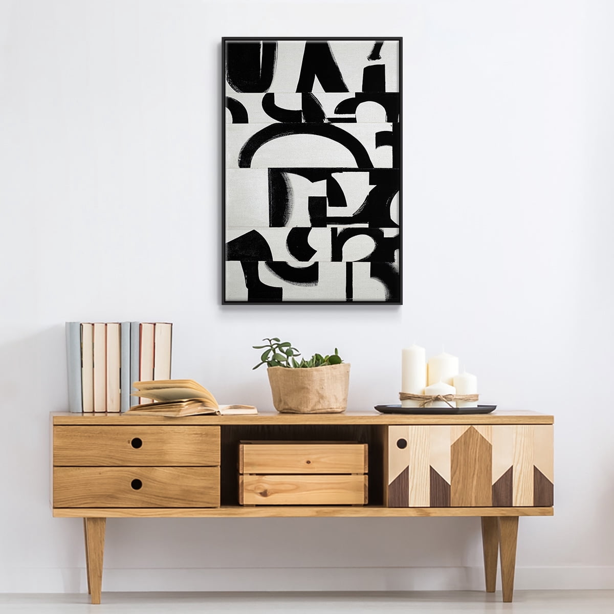 Prosperous Elements V11 Framed Premium Gallery Wrapped Canvas - Ready to Hang - 25 x 37 - Black Floating Frame