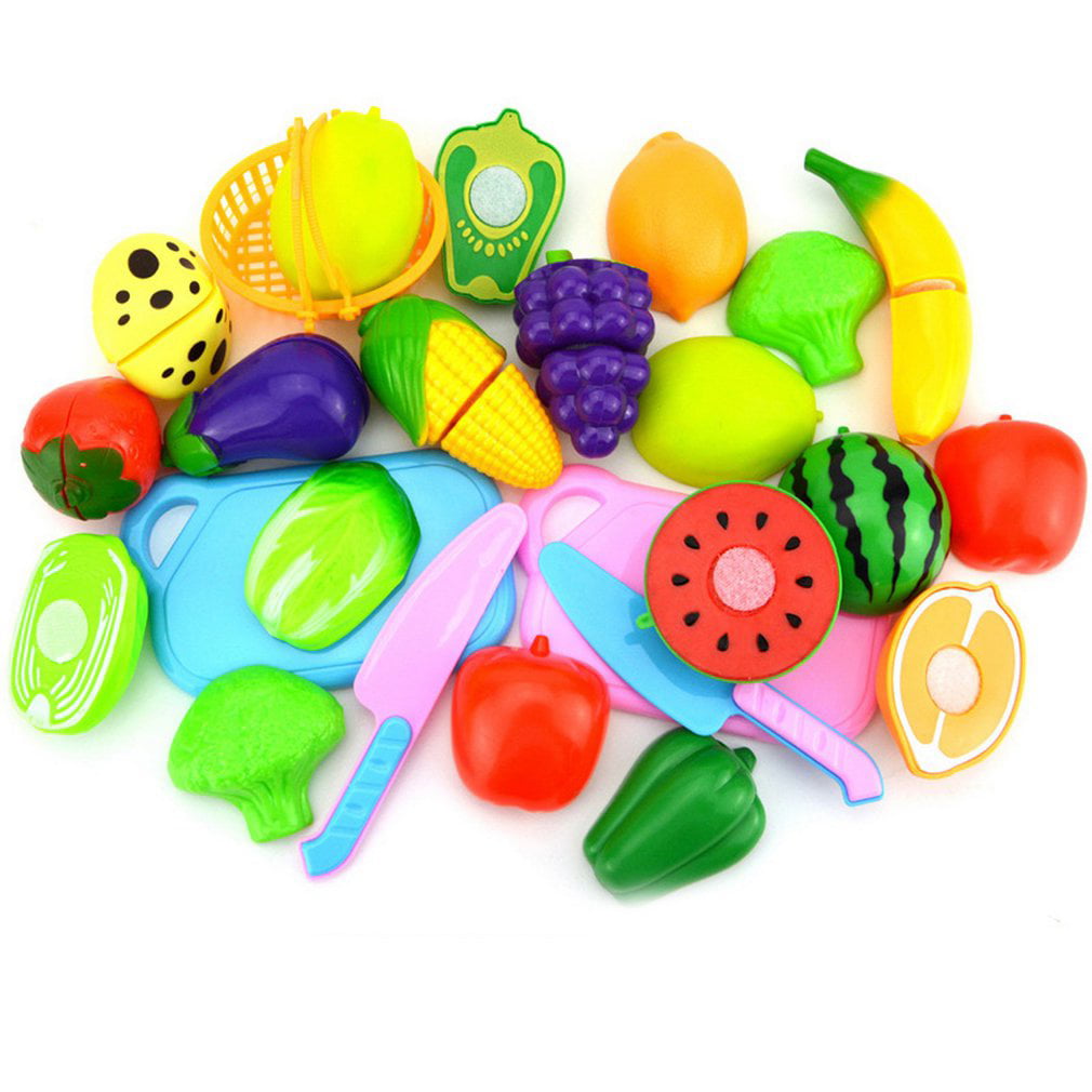 6x Fruit Role Play Fruit Vegetable Food Cutting Set Reusable New Pretend 