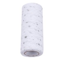 15cm x 10Yards Tulle Roll Spool Sparkling Lace Roll Tutu Wedding Banquet Decor Gift Wrap Table Skirt (White)