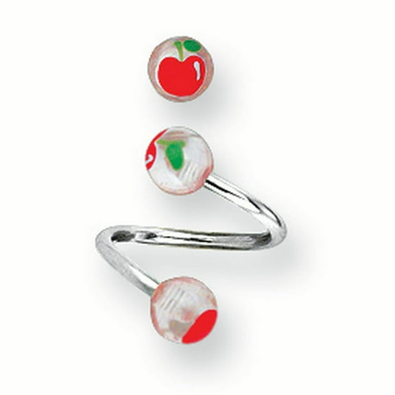 316L SRG GR SSTL 14G 3/8 in.5mm Acrylic Apple Twistd Barbell BCCAPP14-40-55-APRP