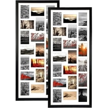 20 Opening 4x6 Collage Picture Frames Set of 2, Horizontal and Vertical Black Multi Photo Frame for Wall Mount