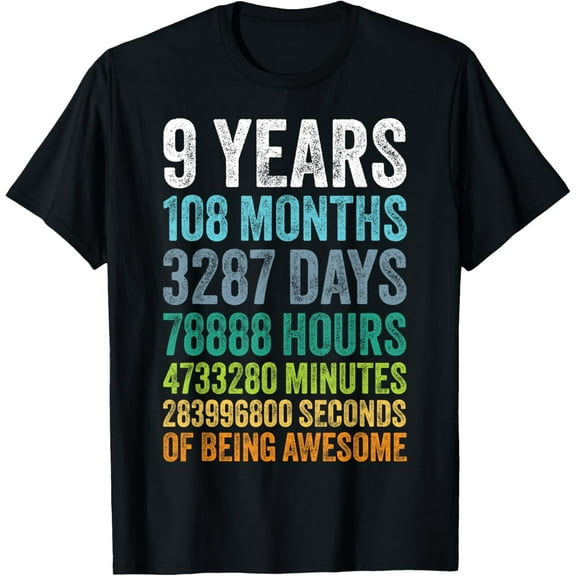 9 Year Old BDay Decorations Son Boy 9yr 9th Birthday T-Shirt