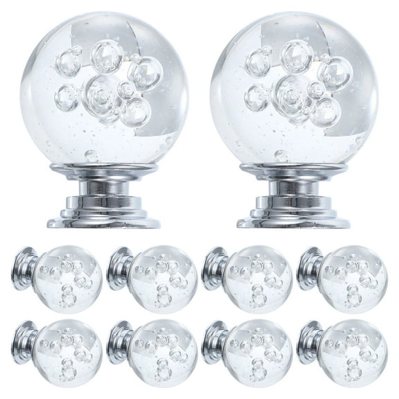 CIMAXIC Kitchen Cabinet Knobs Pulls Silver - 10Pcs Round Ball Classic Design