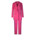 thumbnail image 5 of Scyoekwg Women Blazer Outfit Business Office Work 2 Piece Sets Long Sleeve Coat Suit Pants 2 Two Piece Set Fashion Matching Outfits Suit (Hot Pink,L), 5 of 7