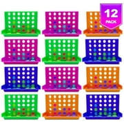 Pixiss Travel Size Miniature 4 in a Row Connect Board Game 12 Pack, Worlds Small 4 Row Connect Game for Gift Bags, Party Favors, Stocking Stuffers