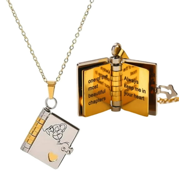 Hencethus Book Necklace, For Granddaughter - The Most Beautiful Chapter Book Necklace, Granddaughter Chapter Book Necklace (Gold Silver)