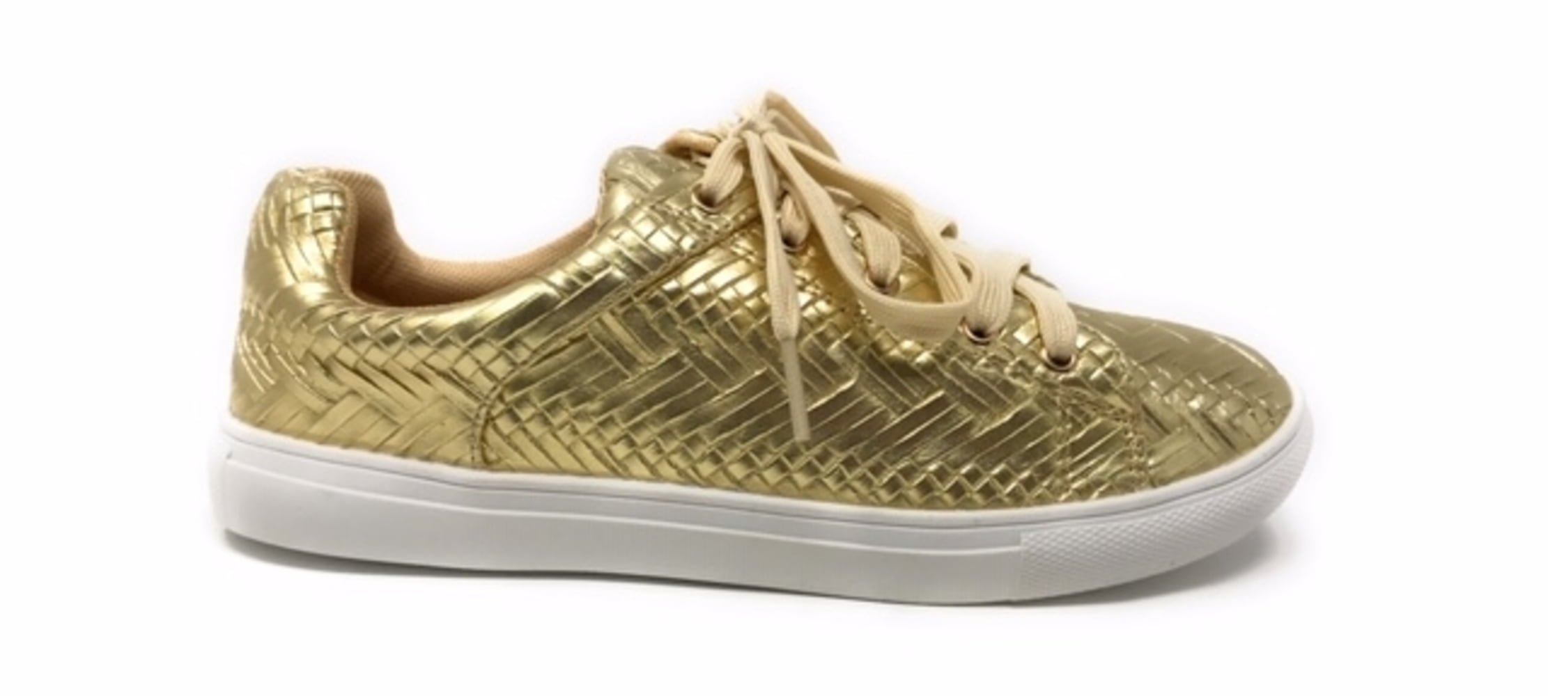 Forever Young Women's Metallic Weaved Textured Lace up Sneakers