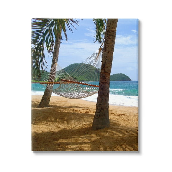 Stupell Industries Tropical Summer Vacation Hammock Between Palm Trees Photograph Gallery Wrapped Canvas Print Wall Art, Design by Noah Bay