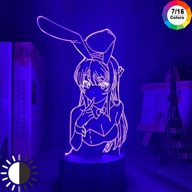 Anime Waifu Mai Sakurajima Led Night Light For Bedroom Decor Mai Light Gift For Friend Sakurajima Bunny Girl Led Lamp Anime Gift Touch Control 7 Colors Walmart Com
