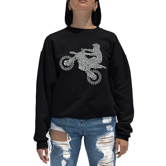LA Pop Art Women's Word Art Crewneck Sweatshirt - Freestyle Motocross - FMX