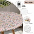 thumbnail image 6 of Easter Pink Fitted Tablecloth with Elastic Edged, Round Table Cloth for Dining Table, Cute Rabbits Spring Daisy Eggs Rustic Plants Waterproof Oil Proof Table Cover for Indoor Outdoor 36"-44", 6 of 8