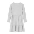 thumbnail image 6 of BiZtdJrK Girls Cute Tiered Ribbed Dress with Pockets Loose Crewneck Casual Solid A Line Midi Dresses Fall Winter Long Sleeve Shirt Dress, White, 4 Years, 6 of 10