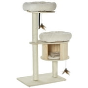 PawHut 3-Level Cat Tree w/ Sisal Scratching Posts & Fun Badminton Toy for Play