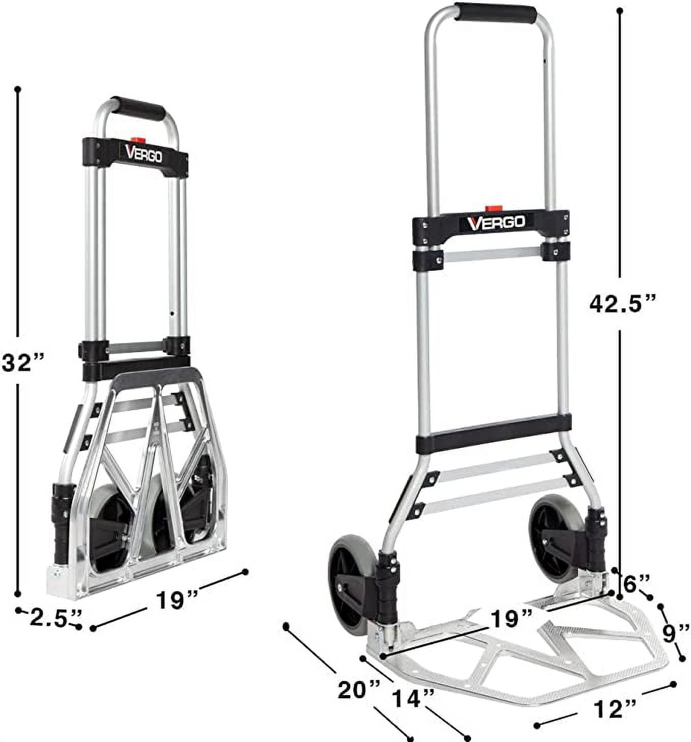 Vergo Industrial 275 lbs Capacity Folding Hand Truck Dolly (S300BT)