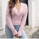 thumbnail image 4 of Suéter de cuello en V para mujer, moda de otoño, informal, cómodo, de manga larga, con cuello en V, 4 of 5