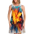 thumbnail image 1 of Vsdgher Robe d'Été Imprimée Colorée pour Femmes, Décontractée, Col en U, Robe de Plage Sans Manches, Robe Débardeur Ample avec Poche, 1 of 7