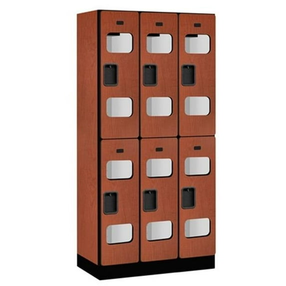 Salsbury S-32368CHE 36 In. W X 76 In. H X 18 In. D 2-Tier See-Through Designer Wood Locker In Cherry