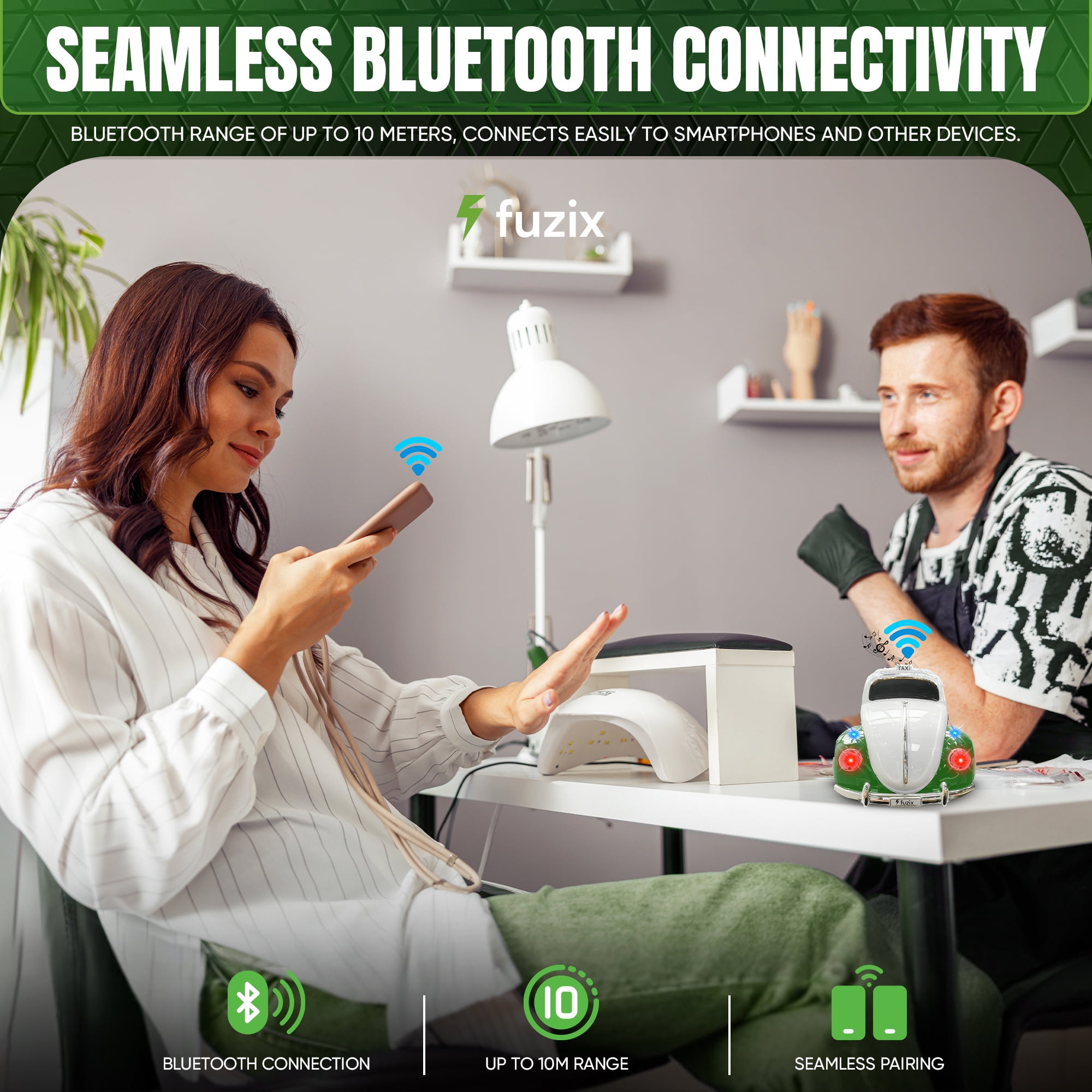 Fuzix WS-1958 Car Bluetooth Portable Speaker with LED AUX USB FM Rechargeable
