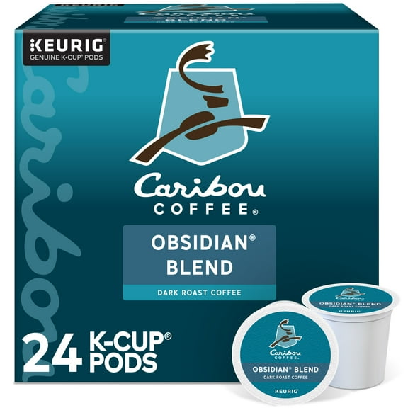 Caribou Coffee, Obsidian Blend Dark Roast K-Cup Coffee Pods, 24 Count