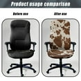 thumbnail image 4 of Renewold Brown Beige Cow Print Office Chair Slipcover Universal Rotating Boss Chair Cover Dustproof Desk Chair Protector Stretchable Fabric Cover with Elatic Bottom, S, 4 of 7