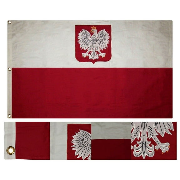 3x5 Embroidered Sewn Poland Eagle Polish Polska 100% Cotton Flag 3'x5'