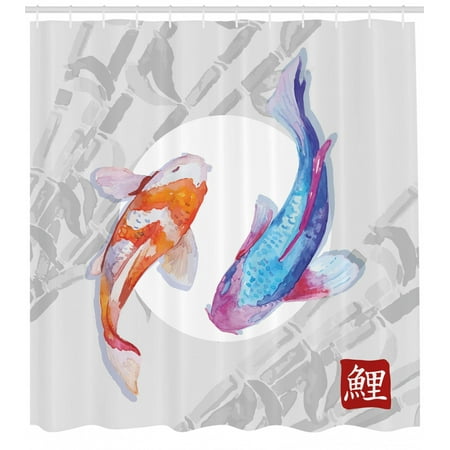 Koi Fish Shower Curtain Watercolor Style Koi Fish Couple Design