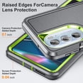 thumbnail image 5 of SaniMore for Motorola Edge 30 Pro 6.7" 2022 Hybird Case, Rugged PC Back Shockproof TPU Shell Metal Hidden Kickstand Drop Resistant Anti-slip Heavy Duty Protective Cover, Gray+Green, 5 of 8
