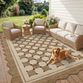 thumbnail image 2 of HIWEAVER Camel 3' x 5' Scalloped-edge Easy Jute Area Rug for Living Room Modern Bordered Plaid Indoor Outdoor Neutral Carpet for Patios Non Slip Washable Throw Mat for Home Decor, 2 of 6