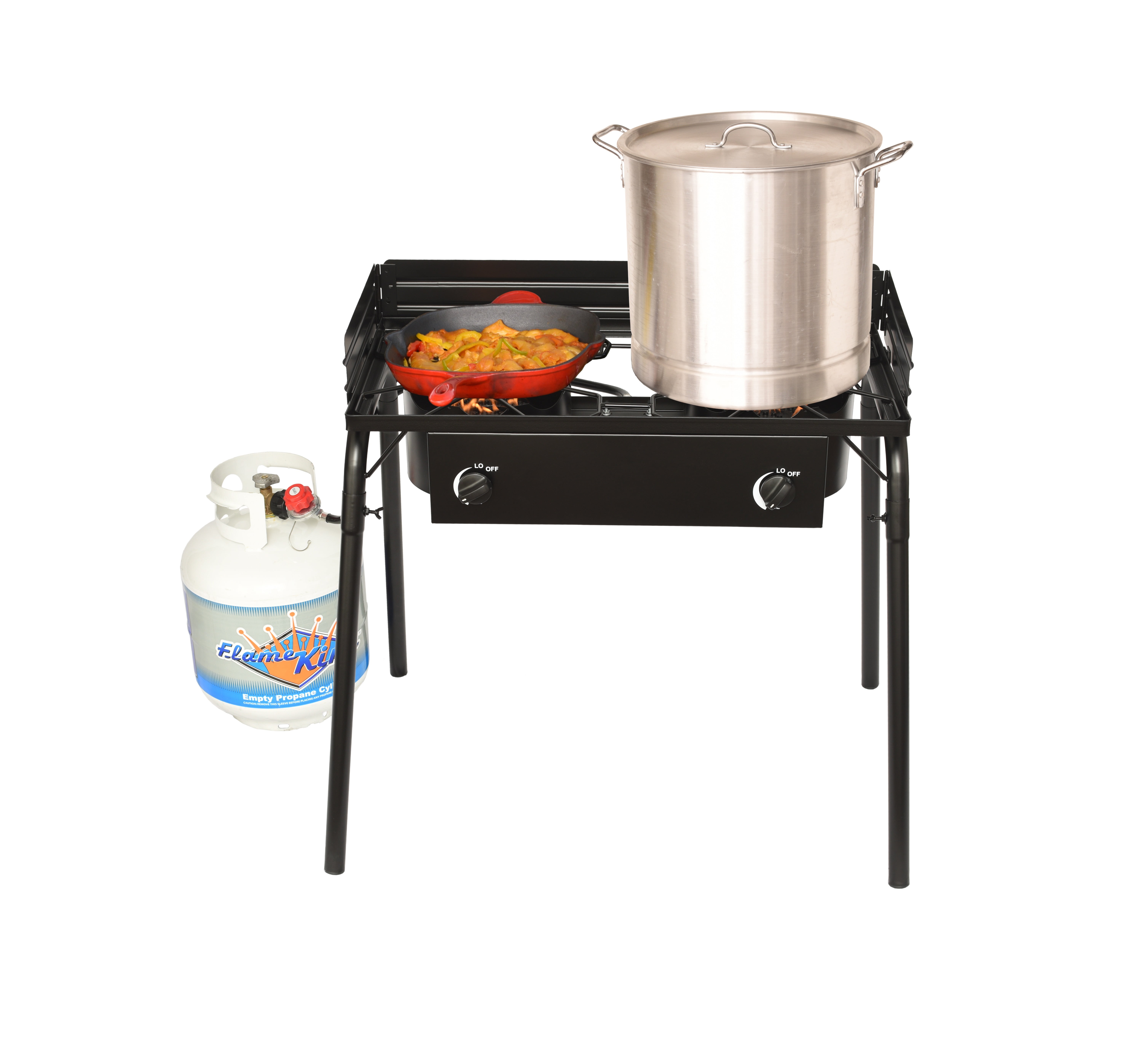 Flame King Standup 2 Burner Camp Stove, Propane Camping Stove