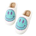 thumbnail image 5 of PacificPlex Womens Smiley Fuzzy Preppy Smile Slippers Retro Cozy Comfy Plush Warm Slip-on Happy Face Slippers Winter Casual Indoor Soft Fluffy House Shoes (5-6, Cyan), 5-6, Cyan, 5 of 8