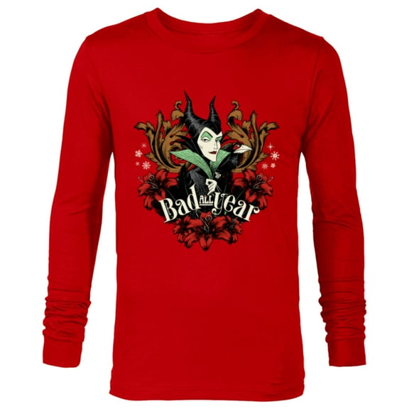 Disney Villains Holiday Christmas Maleficent Bad All Year - Long Sleeve T-Shirt for Men - Customized-New Red