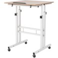 thumbnail image 2 of SogesPower 45.3"Max 2 Panels Mobile Adjustable Stand Desk,Oak, 2 of 6