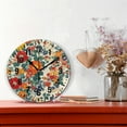 thumbnail image 2 of Yayeee 10" Wall Clock Battery Operated Quartz Round Silent Non-Ticking Home Decor,Orange Japanese Flowers Pattern, 2 of 6