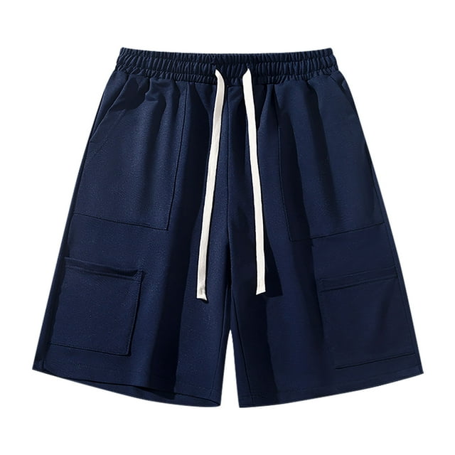 Diufon Men's Athletic Shorts Cotton Linen Drawstring Waisted Outdoor Sport Shorts Spring Summer Shorts with Pockets