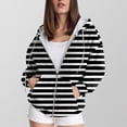 thumbnail image 2 of Towmus Zip Up Hoodies for Women Casual Hooded Striped Sweatshirt Womens Trendy Oversize with Pockets for Fall Winter, 2 of 6