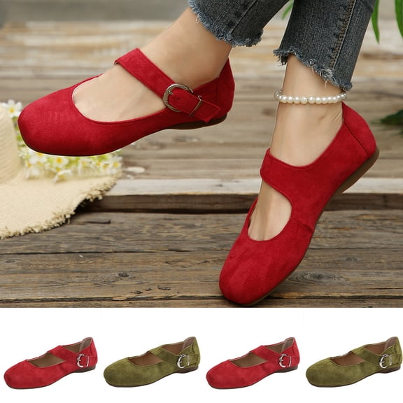 Women's Comfortable Mary Jane Flats Fashion Casual Dress Shoes Cute Closed Toe Lightweight Walking Shoes Women's Casual Soft Flat Shoes