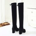 thumbnail image 5 of Fukaraa Women's Party Boots Knee High Stretchy Round Toe Low Heel Wedding, 5 of 9