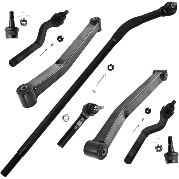 Detroit Axle - Front Lower Control Arms w/Ball Joints   Tie Rod Ends Kit for 2007-2018 Jeep Wrangler JK - 8pc Set