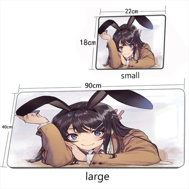 Bunny Girl Sakurajima Mai Mouse Pad Xxl Gaming Accessories Keyboard Desk Mat Computer PC Gamer Cabinet Carpet Large Mousepad Rug