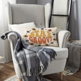 thumbnail image 3 of Retro Stay Groovy Slogan Decorative Pillow Covers Hippie Flowers in Circle Print Rustic Linen Throw Pillow Covers 12x20 Inch for Sofa Couch Decoration, 3 of 6