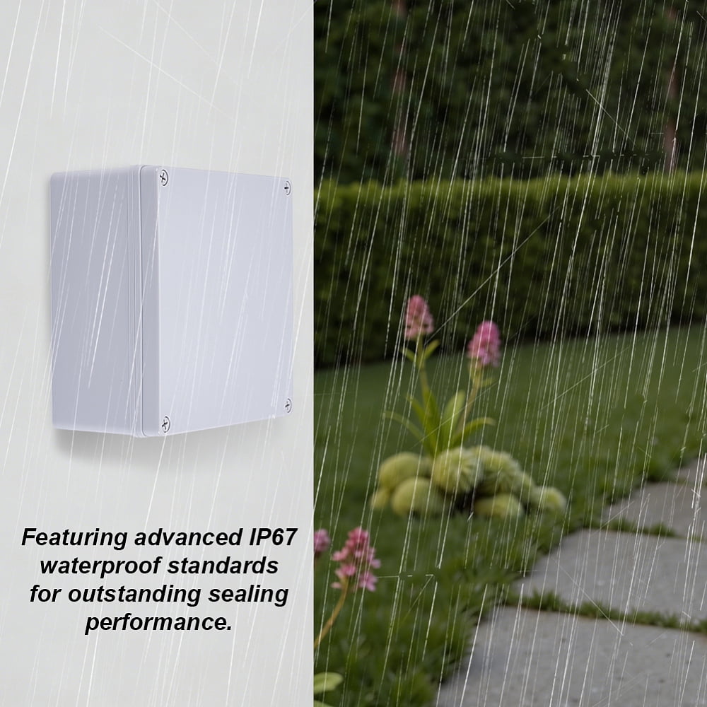 Outdoor Waterproof Plastic Junction Box Square Light Grey 199x199x101mm Inner Diameter: 192x192mm