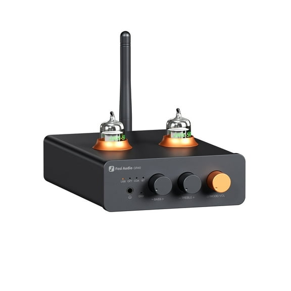 Fosi Audio GR40 Tube Preamplifier, Single Piece, with Built-In DAC, Black, 1 Count, 1 Pack
