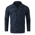 thumbnail image 5 of Kureaily Men Solid Color Lapel Button Cardigan Jacket European And Pocket Velvet Casual Loose Long Sleeved Jacket, 5 of 8