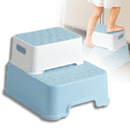 thumbnail image 1 of Banco Escalera Infantil Antideslizante de 2 Escalones Desmontables, Marthing Seguro y Resistente hasta 90 kg, 2 Niveles Compacto y Portátil Niños y Niñas en Lavabo, Cocina o Baño, Color Azul, 1 of 12